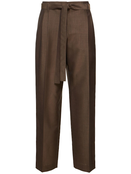 The Row: Pantaloni larghi Lonan in mohair e lana - Beige Scuro - women_0 | Luisa Via Roma