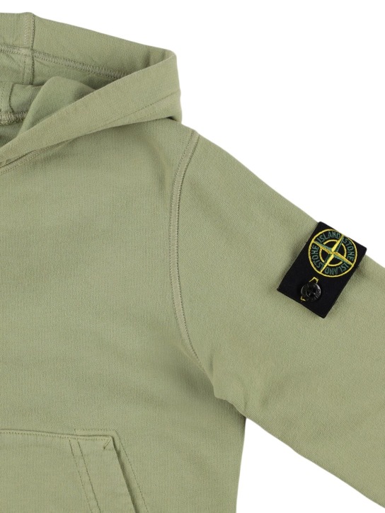 Stone Island: Organic cotton hooded zip sweatshirt - Dark Green - kids-boys_1 | Luisa Via Roma