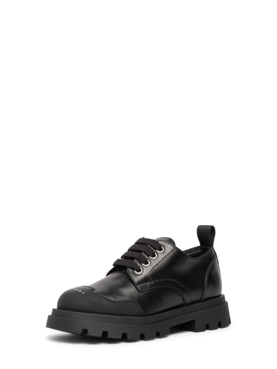 Marni Junior: Leather lace-up shoes - Black - kids-boys_1 | Luisa Via Roma