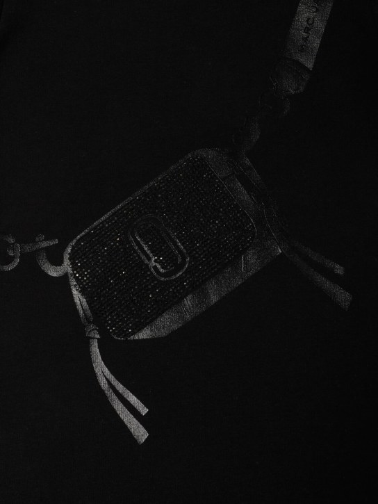 Marc Jacobs: 印花混棉平纹针织连衣裙 - 黑色 - kids-girls_1 | Luisa Via Roma