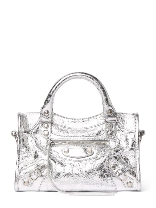 Balenciaga: Mini Le City Arena Lamb bag - Silver - women_0 | Luisa Via Roma