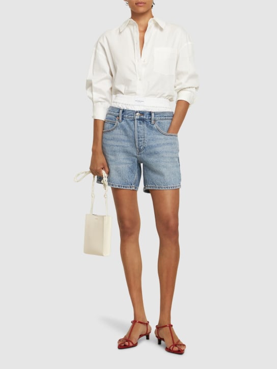 Alexander Wang: Loose cotton denim shorts - Mavi - women_1 | Luisa Via Roma