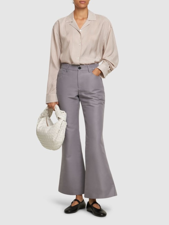 Marni: Cotton cady flared pants - Grey - women_1 | Luisa Via Roma