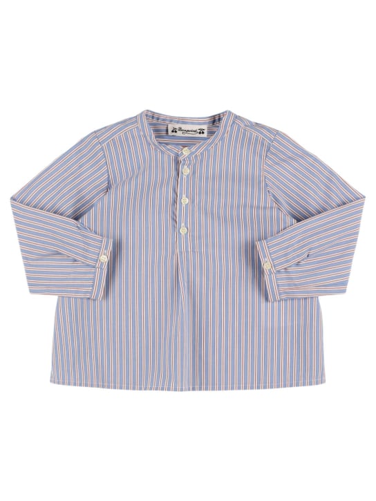 Bonpoint: Hemd aus Baumwollpopeline mit Druck - Weiß/Blau - kids-boys_0 | Luisa Via Roma