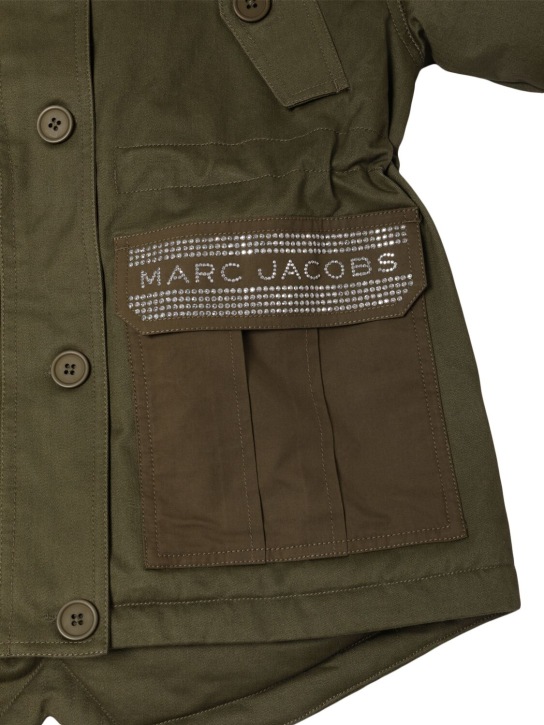 Marc Jacobs: 후드 코튼 파카 - 다크 그린 - kids-girls_1 | Luisa Via Roma