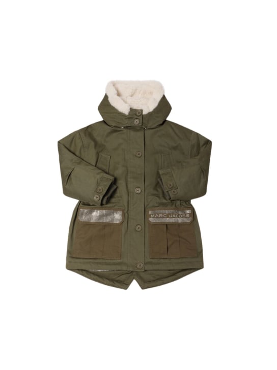 Marc Jacobs: Parka de algodón con capucha - Verde Oscuro - kids-girls_0 | Luisa Via Roma