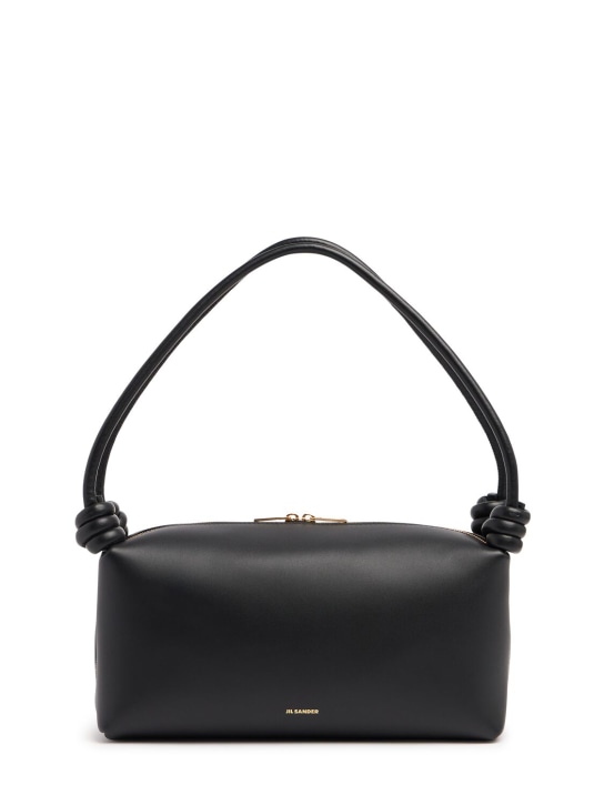 Jil Sander: Medium Giro Zip smooth leather bag - Siyah - women_0 | Luisa Via Roma