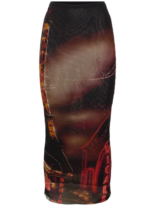 Jean Paul Gaultier: Pigalle printed mesh long skirt - Renkli - women_0 | Luisa Via Roma