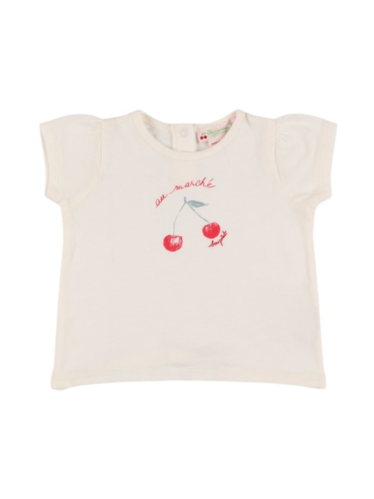 Bonpoint: Printed cotton jersey t-shirt - Beyaz - kids-girls_0 | Luisa Via Roma