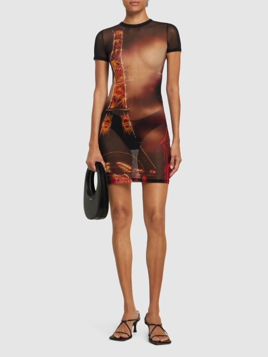 Jean Paul Gaultier: Vestido corto de malla estampada - Multicolor - women_1 | Luisa Via Roma