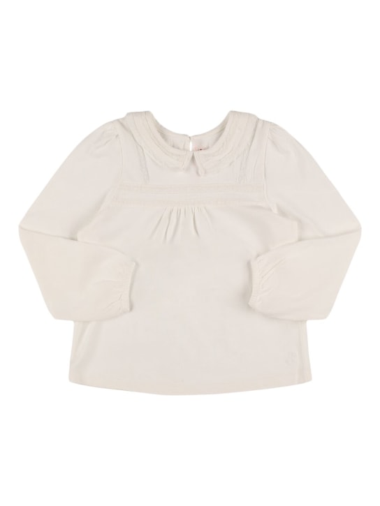 Bonpoint: Cotton poplin shirt - Beyaz - kids-girls_0 | Luisa Via Roma