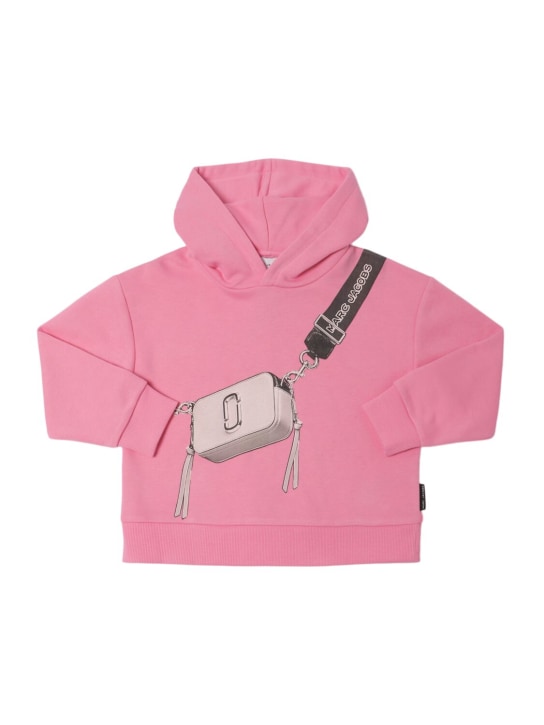 Marc Jacobs: Printed cotton blend hooded sweatshirt - Fuşya - kids-girls_0 | Luisa Via Roma