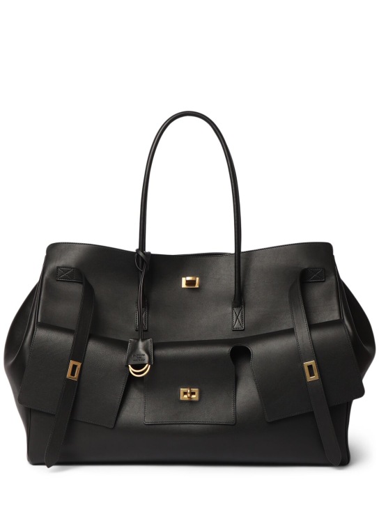 Balenciaga: XL Bel Air leather tote bag - Black - women_0 | Luisa Via Roma