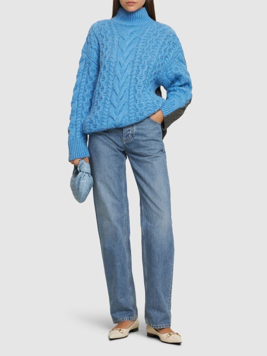 Stella McCartney: Alpaca blend knit long sweater - Light Blue/Grey - women_1 | Luisa Via Roma