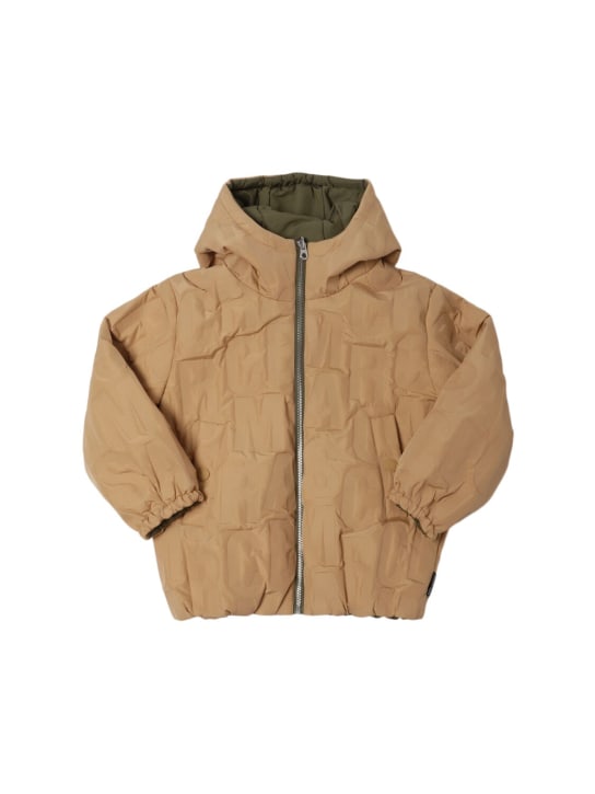 Marc Jacobs: Reversible hooded poly puffer jacket - Bej/Yeşil - kids-boys_0 | Luisa Via Roma