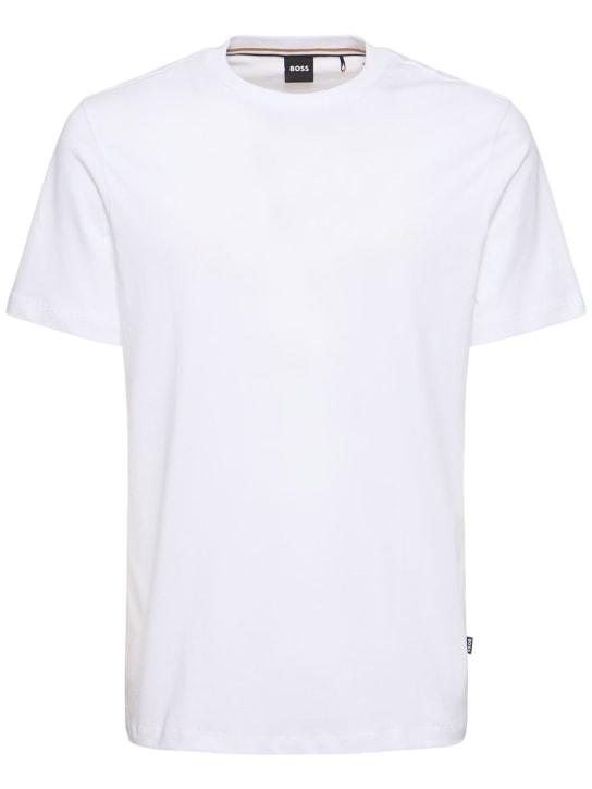 Boss: Thompson logo cotton jersey t-shirt - Beyaz - men_0 | Luisa Via Roma