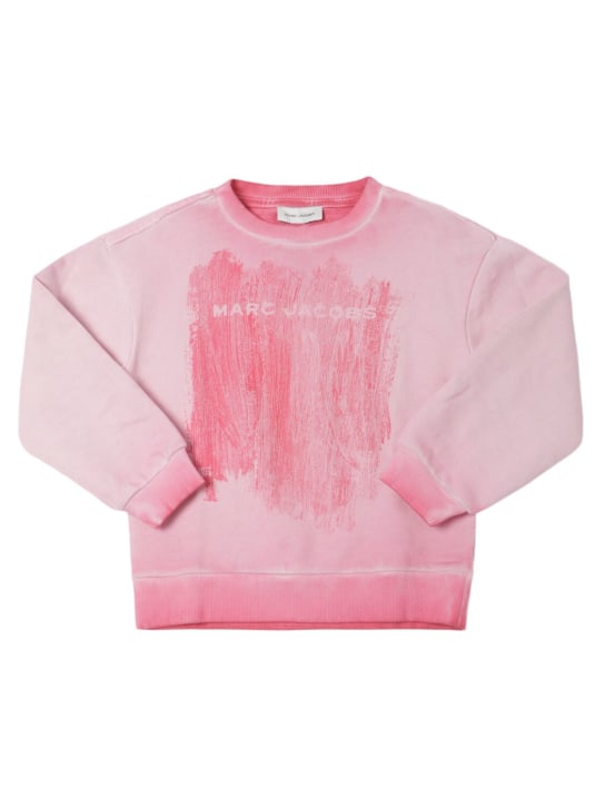 Marc Jacobs: Sweat-shirt en coton à col rond - Rose - kids-girls_0 | Luisa Via Roma