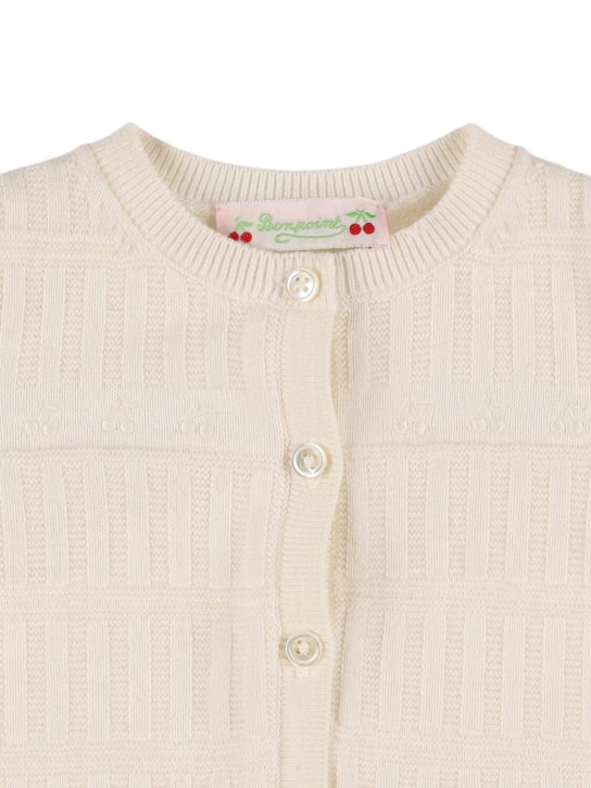 Bonpoint: Cotton blend knit cardigan - White - kids-girls_1 | Luisa Via Roma