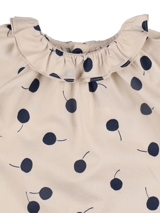 Bonpoint: Printed cotton poplin shirt - ホワイト/ブルー - kids-girls_1 | Luisa Via Roma