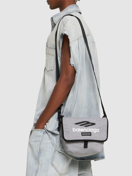 Balenciaga: Explorer cotton blend crossbody bag - Heath Grey - men_1 | Luisa Via Roma