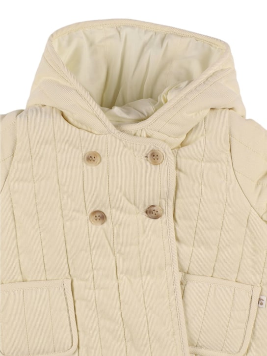 Bonpoint: Chaqueta de algodón con capucha - Off-White - kids-girls_1 | Luisa Via Roma