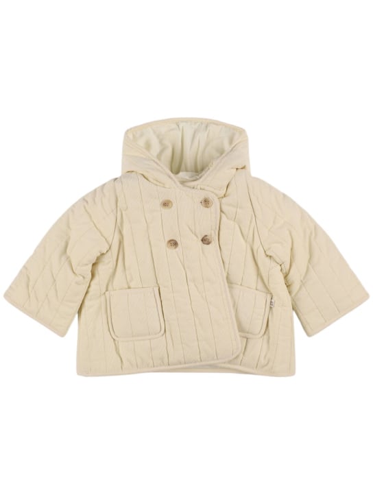 Bonpoint: Quilted cotton hooded jacket - Off-White - kids-girls_0 | Luisa Via Roma