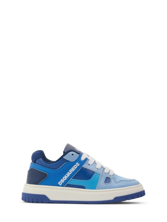 Dsquared2: Leather lace-up sneakers - Blue/White - kids-girls_0 | Luisa Via Roma
