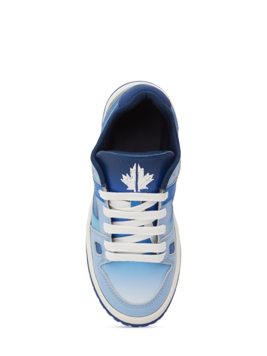 Dsquared2: Leather lace-up sneakers - Blue/White - kids-boys_1 | Luisa Via Roma