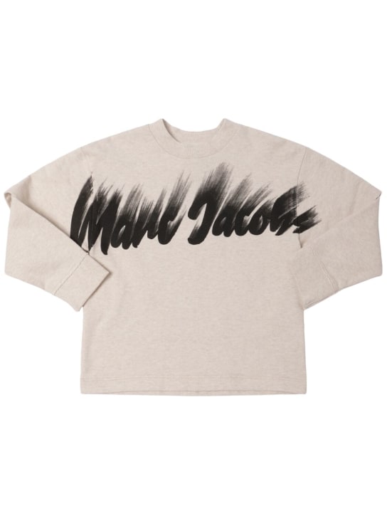 Marc Jacobs: Sweat-shirt en coton imprimé à col ras-du-cou - Beige - kids-boys_0 | Luisa Via Roma