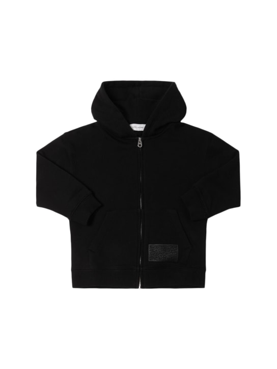 Marc Jacobs: Sweat-shirt zippé en coton à capuche - Noir - kids-boys_0 | Luisa Via Roma