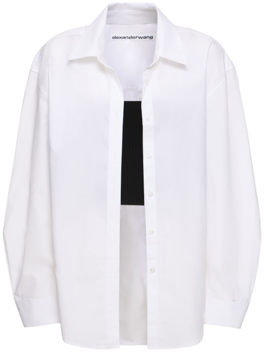 Alexander Wang: Cotton poplin shirt & cami top - Siyah/Beyaz - women_0 | Luisa Via Roma