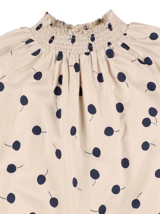 Bonpoint: Vestido de popelina de algodón estampado - Blanco/Azul - kids-girls_1 | Luisa Via Roma