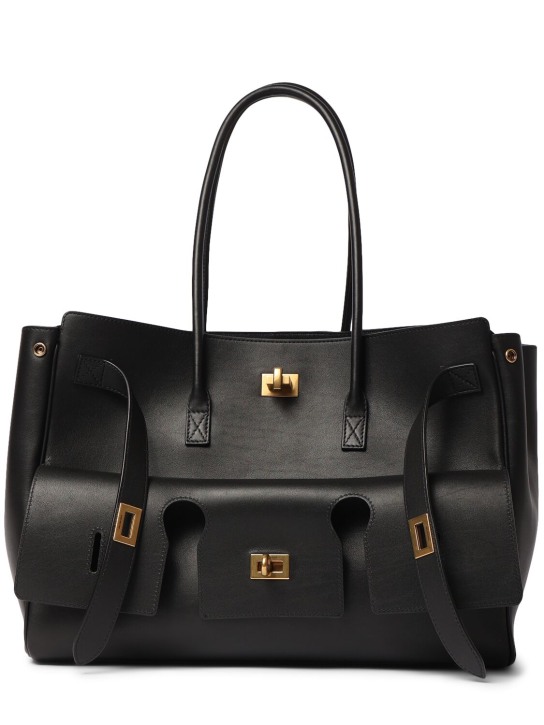 Balenciaga: Medium Bel Air leather tote bag - Black - women_0 | Luisa Via Roma