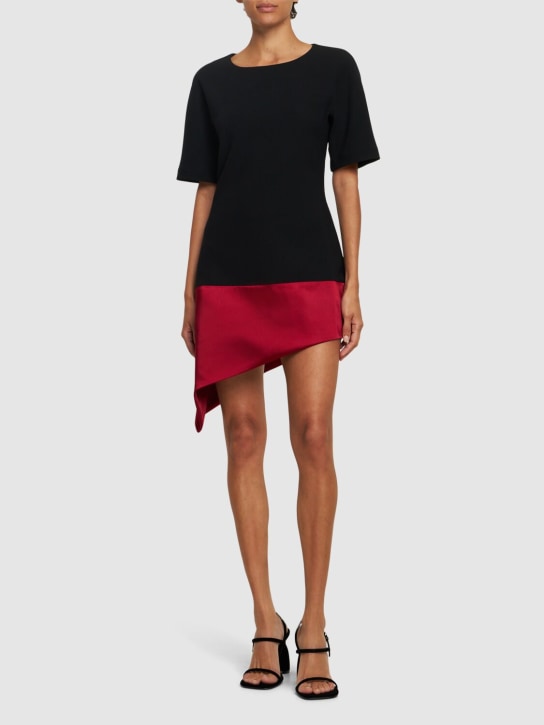 JW Anderson: Double crepe diagonal hem mini dress - Black/Red - women_1 | Luisa Via Roma