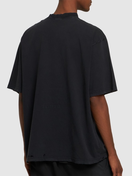 Balenciaga: Paris Liberty cotton t-shirt - Washed Black - men_2 | Luisa Via Roma
