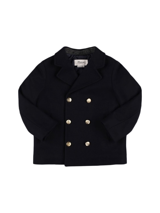 Bonpoint: Manteau en laine mélangée à double boutonnage - Bleu Foncé - kids-girls_0 | Luisa Via Roma