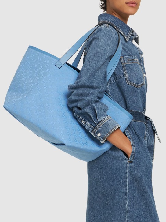 Gucci: Medium GG canvas tote bag - Mindful Azure - women_1 | Luisa Via Roma
