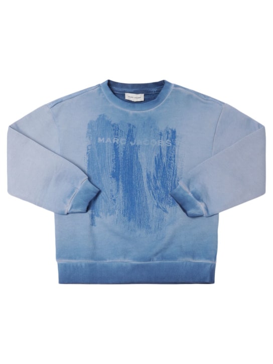 Marc Jacobs: Sudadera de algodón con logo - Azul - kids-boys_0 | Luisa Via Roma