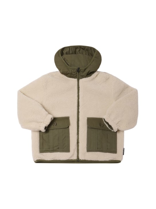 Marc Jacobs: Reversible hooded faux shearling jacket - Bej/Yeşil - kids-boys_0 | Luisa Via Roma