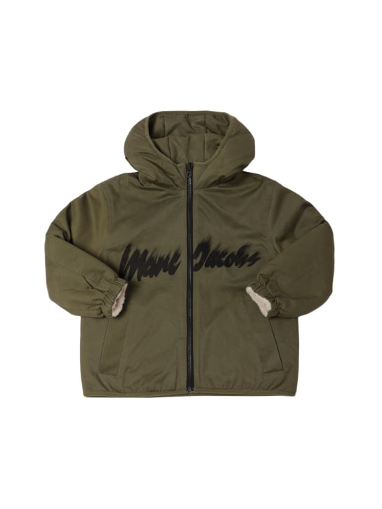 Marc Jacobs: Reversible hooded faux shearling jacket - Bej/Yeşil - kids-boys_1 | Luisa Via Roma