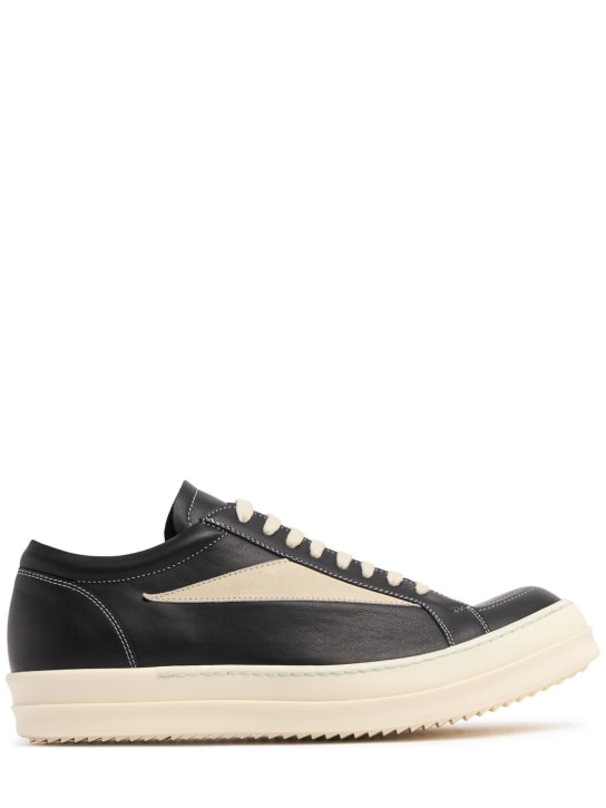 Rick Owens: Bumper vintage皮革运动鞋 - 黑色/白色 - women_0 | Luisa Via Roma