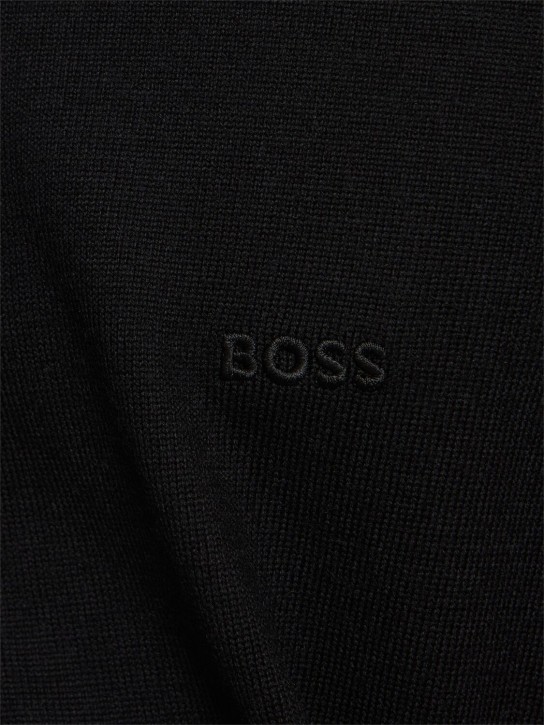 Boss: Pull-over en maille de laine Botto - Noir - men_1 | Luisa Via Roma