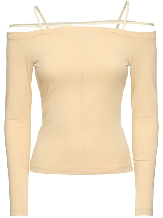 Jacquemus: Le Tshirt Sierra cotton jersey top - Light Ivory - women_0 | Luisa Via Roma