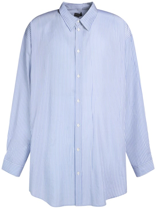 Balenciaga: Striped fluid poplin shirt - Blue/White - men_0 | Luisa Via Roma