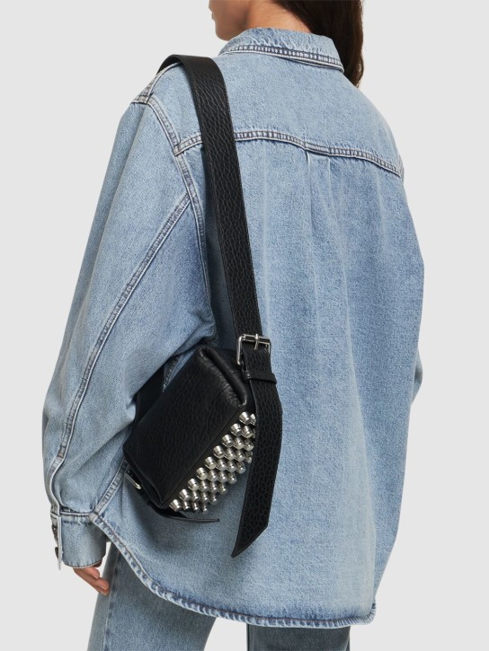 Alexander Wang: Small Ricco leather top handle bag - Siyah - women_1 | Luisa Via Roma