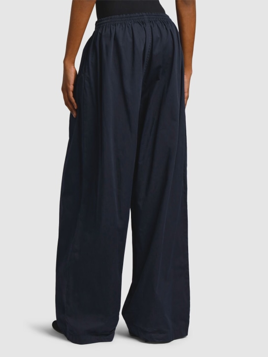 Balenciaga: 棉质斜纹阔腿裤 - 海军蓝 - women_2 | Luisa Via Roma