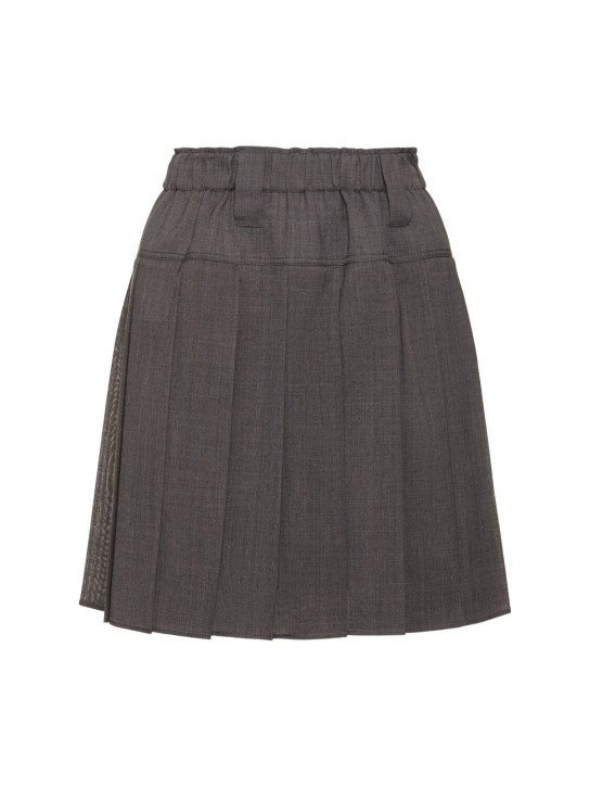 Brunello Cucinelli: Pleated wool blend gauze mini skirt - Grey - women_0 | Luisa Via Roma