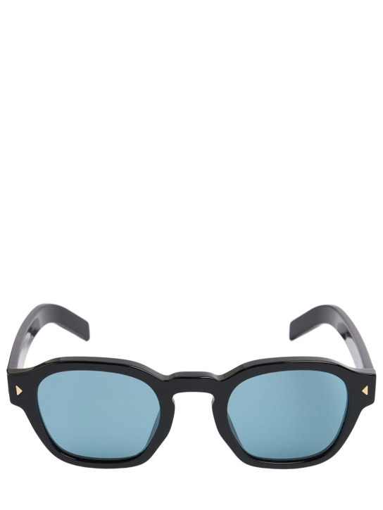 Prada: Square acetate sunglasses - Siyah/Mavi - men_0 | Luisa Via Roma