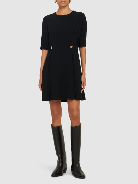 Versace: Vestido corto de cady de algodón - Negro - women_1 | Luisa Via Roma