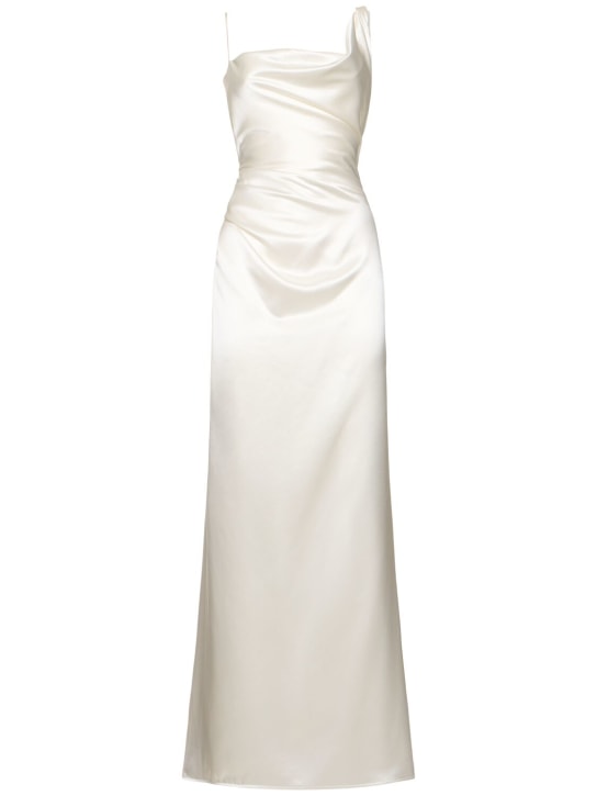 Vivienne Westwood: Vestido de novia de satén - Blanco Perla - women_0 | Luisa Via Roma